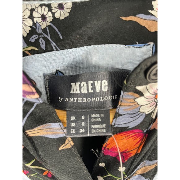 NWT Anthropologie Sz 2 Maeve Leyster Shirt Dress Floral Long Sleeved Midi - Picture 6 of 17